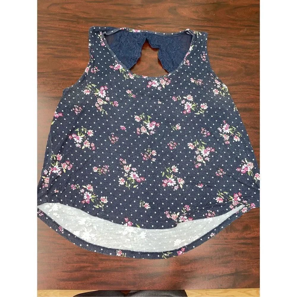 No Boundaries Floral and Lace Open Back Tank Top- XXXL